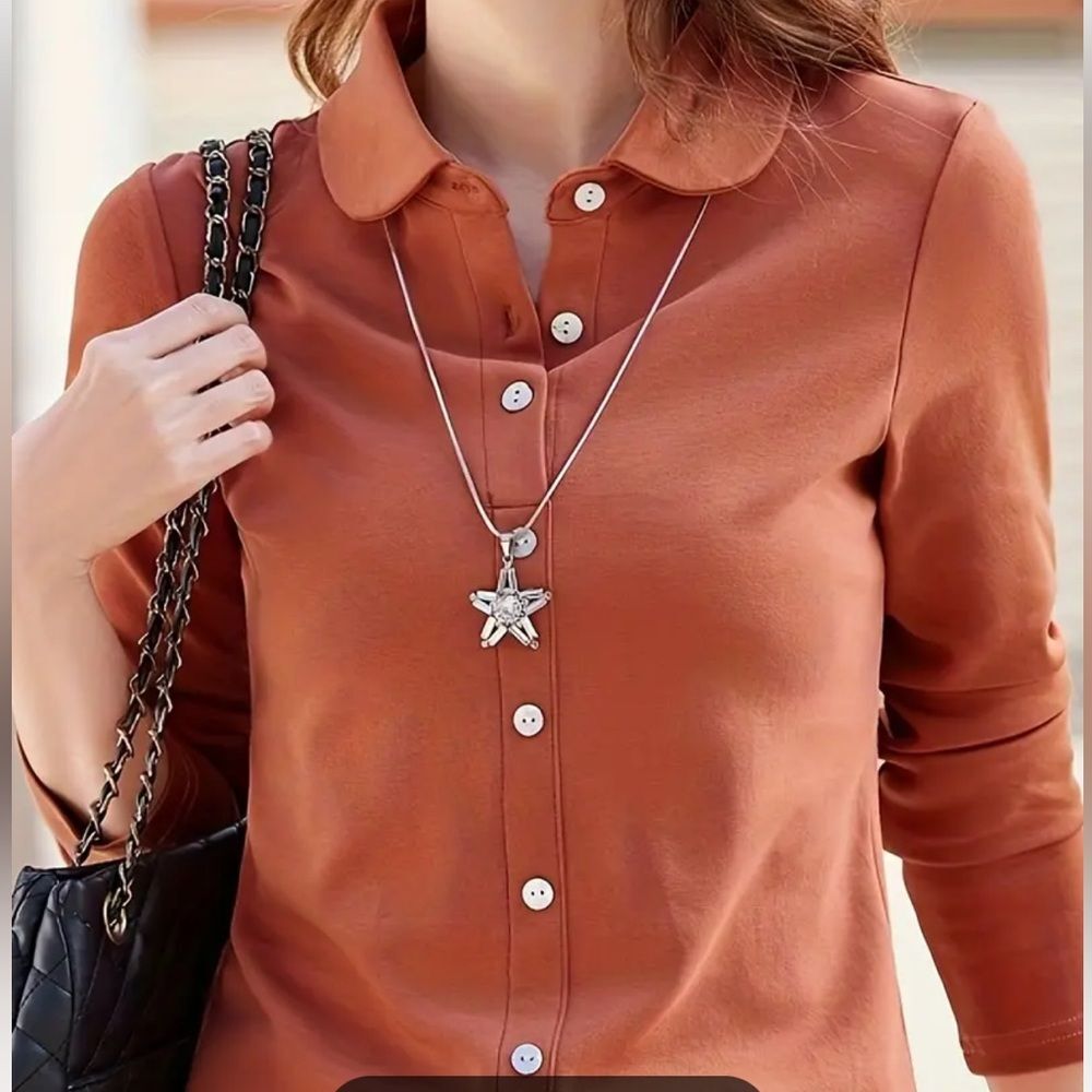 Women's Button-Up Top in Rust Orange NWOT